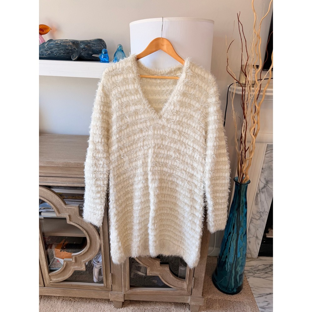 TwinSet Milano x‎ Simona Barbieri Eyelash Knit Sweater Dress Womens Ivory Large